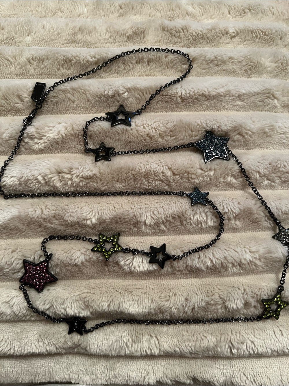 Coach Star-Accent Gunmetal Necklace with Multicolor Crystal Stars